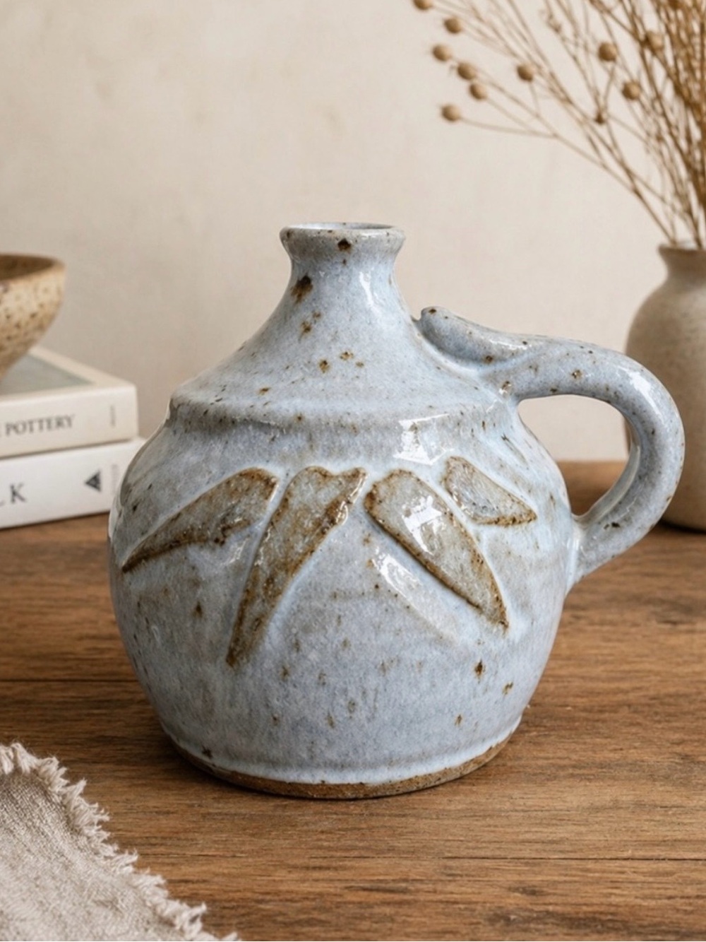 Vintage H.G. Ross Studio Pottery Jug Vase Signed 1980 Hand Thrown Stoneware